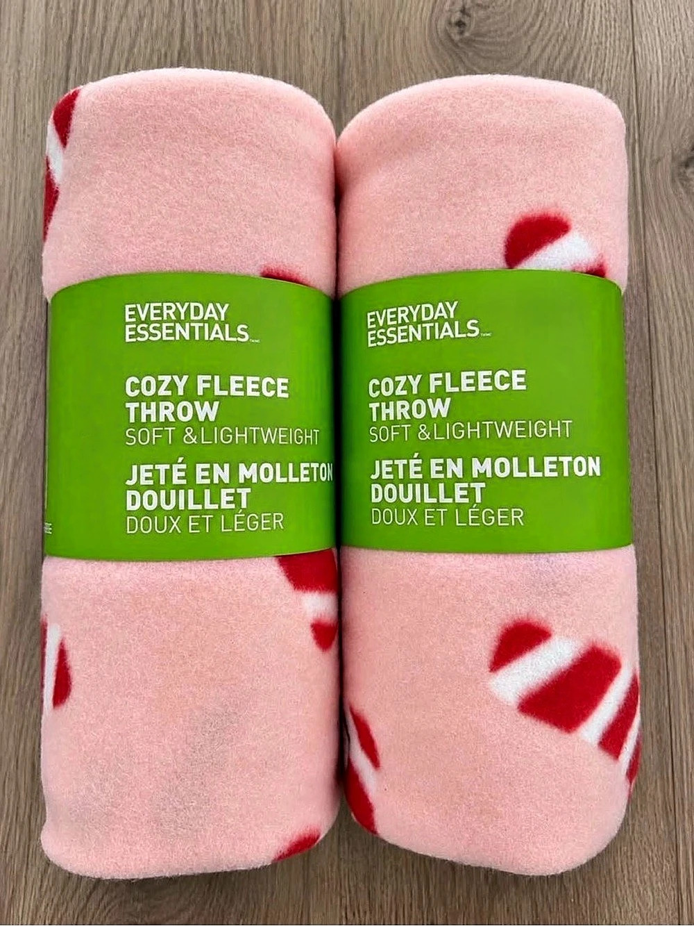NWT Set of 2 - Candy Cane Christmas Fleece Throw Blanket – 50” x 60”